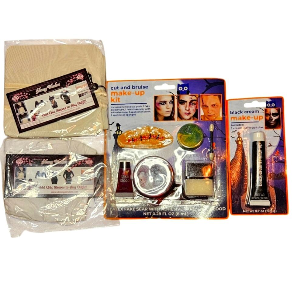 NWT Halloween Makeup Kit with Accessories & Women's Half Length Sleeves S & XL